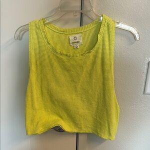 OFFLINE Neon Yellow Waffle Knit Crop Tank